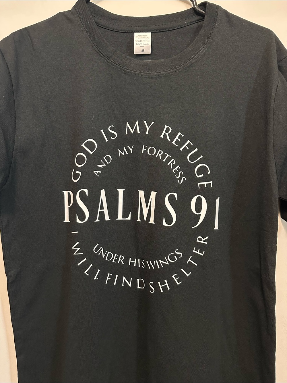 Psalms 91 Christian Graphic Tee God Is My Refuge Shirt Size M